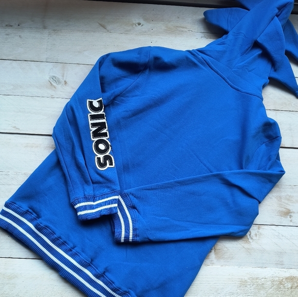 Sonic The Hedgehog Big Kids Zip Up Sweatshirt Jacket Costume With Mask Hood XL - Picture 8 of 9